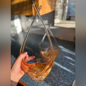 Vintage Glass Art Baskets *2 Available*